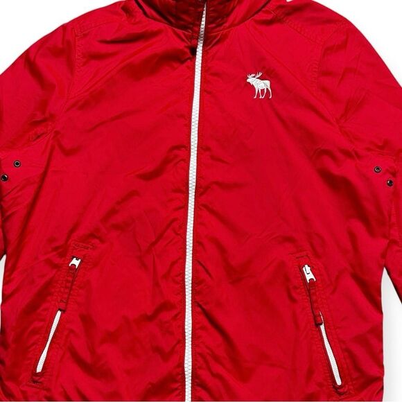 Abercrombie & Fitch Jacket XL Rainey Trail Full Zip Red Windbreaker - Picture 4 of 8